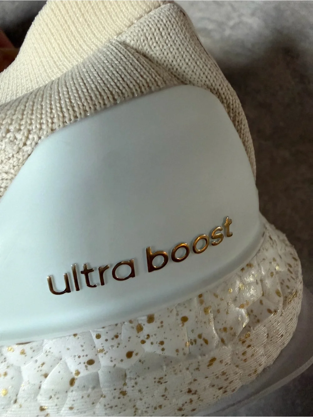 adidas Ultraboost DNA Slip-On Primeblue Cream White Gold Speckle Sneakers Size 7